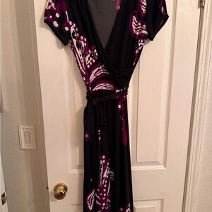 Elegant Black and Purple Wrap Dress